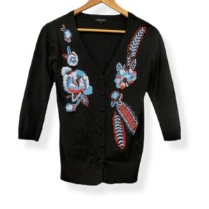Leo Guy Beaded Black Cardigan